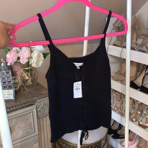 black sleeveless top